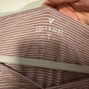 American Eagle Soft & Sexy Striped Short Sleeve Shirt Size Medium